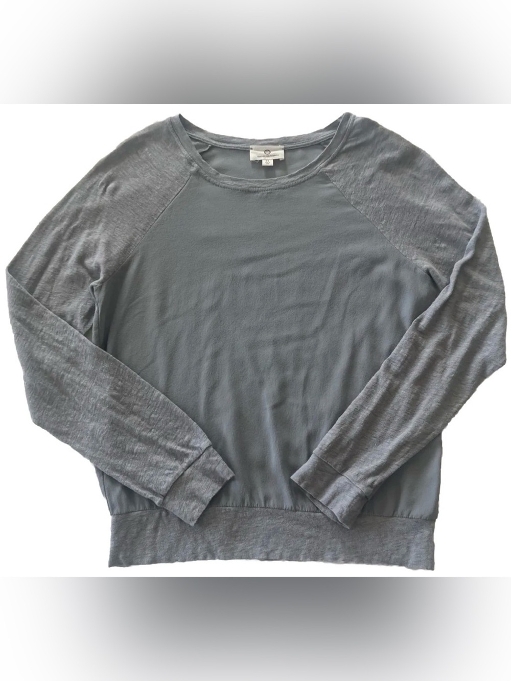 EUC Adriano Goldschmied Womens Light Gray Long Sleeve Linen & Silk T-Shirt Sz XS